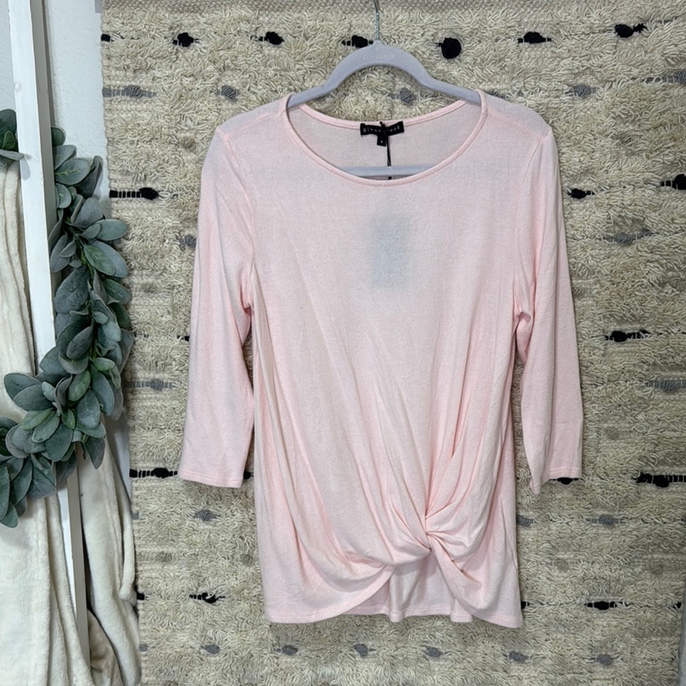 NWT Gibson Pink Smoke Cozy Twist Front Pullover 3/4 sleeve Sweater Size S - Picture 3 of 9